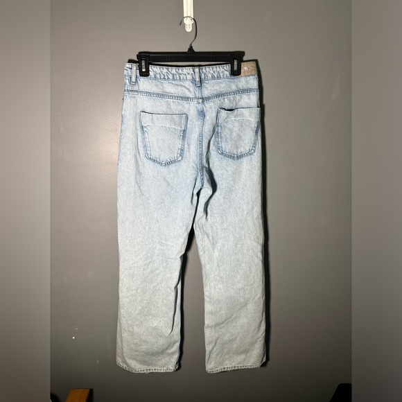 Zara High Waisted Wide Leg Distressed Jeans Womens Size 8 - Picture 4 of 6